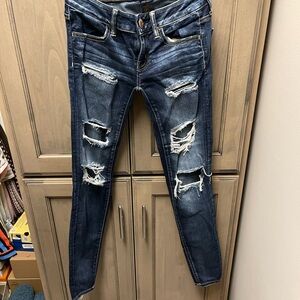 Distressed Blue Jeans